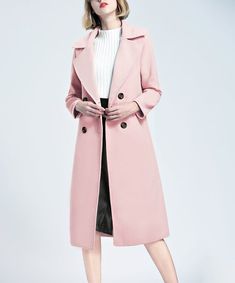 Light Pink Notched-Lapel Peacoat Peacoat Women, Pink Peacoat, Wool Jackets, Peacoats, Outfits 2023, Autumn Fashion Casual, Sales Tax, Wool Jacket, Polished Look