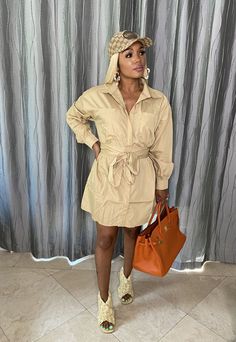 Single-breasted Long Sleeve Pocket Sashes Shirt Fall Long Sleeve Blouse With Tie Waist, Chic Long Sleeve Belted Blouse, Fall Shirt Dress With Tie Waist For Day Out, Belted Long Sleeve Blouse For Fall, Chic Khaki Shirt Dress For Fall, Casual Spring Belted Blouse, Winter Shirt Dress, Floral Dress Formal, Boho Swimwear