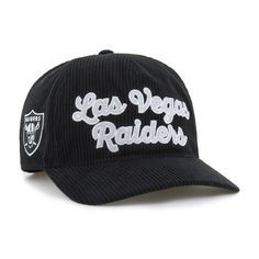 the los angeles rams baseball cap is black with white lettering on it and has an embroidered logo