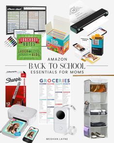 the back to school essentials for moms includes books, pens and other items