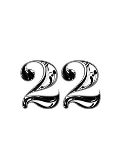 two black and white numbers with swirls on them