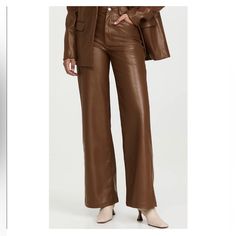 Nwt Weworewhat Ladies Chocolate Brown Vegan Leather High Rise Dad Jean Pants, Sz 31 These Are Hard To Photograph, But Are Amazing Quality In Person! Tall Girl Friendly! I Am So, So Sad I Need To Size Up And Can’t Keep These. Open To Offers! Lilac Sweatpants, White Capri Pants, Y2k Pants, Black Overalls, Black Y2k, Dad Jeans, Cocoa Brown, We Wear, Cropped Pants