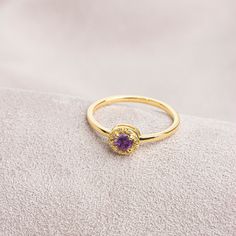 The color of amethyst can vary from light lilac to bright purple. It represents calmness. It is a crystal that you can always wear and is compatible with other stones. Our round cut ring with Amethyst stones surrounded by real diamonds is produced to always be with you. It can be given as a gift to yourself, your friends, your lover or your mother. Crown your happy days with our ring. We hope you create beautiful memories with our ring.   Amethyst is the birthstone for those born in February. Yo Light Lilac, Amethyst Stones, Solid Gold Ring, Beautiful Memories, Round Rings, Bright Purple, Happy Days, Matching Necklaces, Amethyst Stone