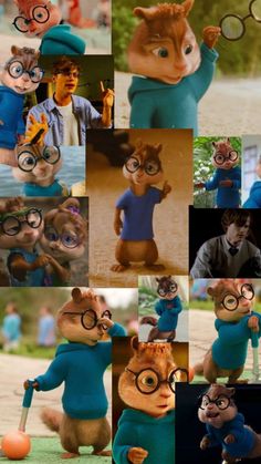 an image of a squirrel with glasses on it's face and some other pictures