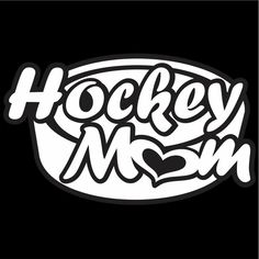 the hockey mom logo on a black background