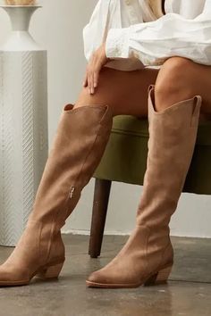 The Stacey Distressed Suede Boot | @therollinj Neutral Boots, Short Heels, Tall Boot, Boutique Accessories, Suede Material, Tall Boots, Cowgirl Boots, Suede Boots, Western Boots