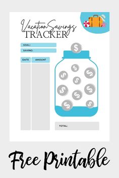 the free printable vacation savings tracker