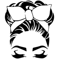 a drawing of a woman with a big bow on her head and hair in a bun