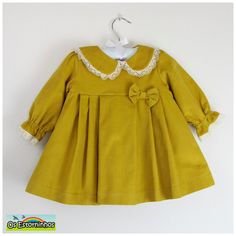 Corduroy Dress - Mustard yellow corduroy Long sleeve dress with crochet trim - More colors available - 100% cotton corduroy - 100% Cotton lining -Peter pan collar - Crochet trim edge on collar and sleeve (The crochet trim color doesn't change, is always the color pictured regardless of the corduroy color picked.) [ Sizes ] Please check the measurements I use to make the pieces on the listing photos. Any questions please contact me. [ Shipping ] All items in my store are handmade. Most items are Corduroy Pinafore, Corduroy Pinafore Dress, Dress With Ruffle Sleeves, Corduroy Dress, Pinafore Dress, Star Dress, Trim Color, Crochet Trim, Pan Collar