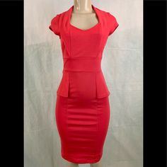 Nice Forever Pencil Dress Size Small Color Watermelon Never Worn Fitted Red Bodycon Dress For Office, Red Bodycon Dress For The Office, Red Fitted Mini Dress For Office, Fitted Red Mini Dress For Office, Red Short Sleeve Bodycon Dress For Formal Occasions, Red Short Sleeve Bodycon Dress For Formal Events, Formal Red Short Sleeve Bodycon Dress, Forever Pencil, Pencil Dress