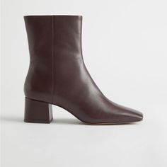 Never Worn. No Box. Chrome Free Tanned Leather In Brown Square Toe Ankle Boots, Straight Clothes, Short Heels, Block Heel Ankle Boots, Suede Block Heels, Heel Ankle Boots, Brown Ankle Boots, Boots Outfit, Minimal Fashion