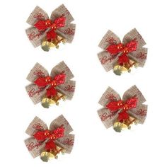 four bows with christmas decorations on them