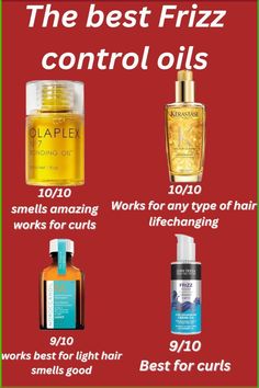 The best frizz control oils 
#hairoil #frizz #frizzlimit #frizzcontrol #olaplex #kerastase #moroccaoil #smellgood #haircare #shinyhair #smoothhair #frizzfreehair #oil Essential Oils For Frizzy Hair, Best Hair Oils For Frizzy Hair, Frizz Hair Remedies, How To Stop Frizzy Hair Curls, Frizzy Hair Products Frizz Control, Best Hair Products For Frizzy Hair, Frizz Control Products, Hair Oil For Frizzy Hair, Oil For Frizzy Hair