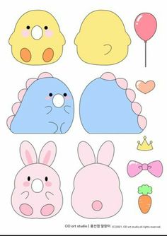 an animal cut out with different shapes and colors, including one bunny, the other rabbit