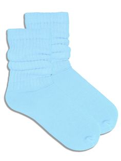 Sky Blue Slouch Socks (Adult Medium) from the Sock Panda Blue Socks For Spring, Casual Blue Mid-calf Socks, Soft Blue Casual Socks, Casual Soft Blue Socks, Ruffle Socks, Ruffled Socks, Blue Socks