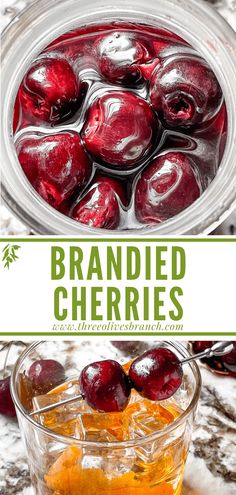 a glass bowl filled with cherries and ice