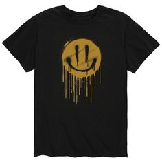 Smile in this happy face men's graphic tee! Smile in this happy face men's graphic tee! Crewneck Short sleevesFABRIC & CARE Cotton Machine wash Imported Color: Black. Gender: male. Age Group: adult. Black Crew Neck Top With Smiley Face, Smiley Face Graphic Tshirt, Black Smiley Face Crew Neck Top, Black Crew Neck T-shirt With Smiley Face, Black Smiley Face Crew Neck T-shirt, Relaxed Fit T-shirt With Smiley Face, Cheap Fun T-shirt With Smiley Face, Affordable Short Sleeve T-shirt With Smiley Face, Mens Graphic T