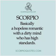 scorpioo is basically a propress romantic with a dirty mind who has high standards