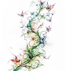 Radiant Vine Tattoo Design Kit Vines And Flowers Tattoo, Vine Tattoo Design, Dragonfly Clipart, Front Shoulder Tattoos, Disney Sleeve Tattoos, Vine Tattoo, Disney Sleeve, Scale Tattoo, Dragon Tattoo For Women