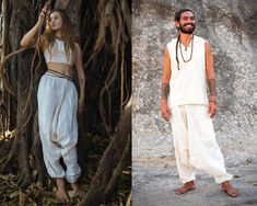 Harem pants ~ Handwoven natural khadi cotton. #menpants #hippiepants #yogaharempants #loosetrousers #beachtrousers #dropcrotchtrousers #baggytrousers #dropcrotchpants #handmadeyogapants #harempants #loosewomenpants #loosewomentrousers #baggypants Male Outfit, Drop Crotch Pants, Pants Baggy, Beach Pants, Baggy Pants, Baggy Pant, Loose Pants