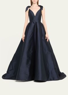 Monique Lhuillier Deep-V Bow Shoulder Ball Gown Bell Gown, Monique Lhuillier Gowns, Wardrobe Sale, Travel Size Perfume, Ceremony Dresses, Evening Flats, Cocktail Jacket, Monique Lhuillier, Cleanser And Toner