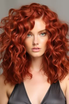 Make your curly locks stand out with iridescent curls that bring out the multidimensional beauty of your hair. This shade looks stunning on medium-to-skin tones and gives off a radiant glow. Click here to check out more gorgeous red hair color ideas trending in 2023. Irish Red Hair, Roux Auburn, Red Hair Trends, Cowboy Copper, Red Curls, Short Red Hair, Red Curly Hair, Red Hair Inspo