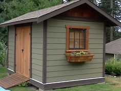 My cute little garden shed Small Shed Exterior Ideas, Cute Shed Colors, Outdoor Shed Paint Ideas, Shed Update Ideas, Cedar Shed Ideas, Cute Storage Shed, Garden Shed Colors Exterior, Shed Paint Colors Exterior, Side Of Shed Decor