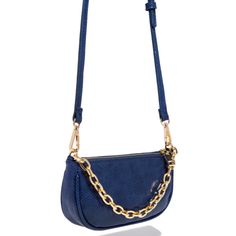 Brand New With Tags! Never Worn Before! 1 Day Shipping Guaranteed! Faux Leather Navy Blue Mini Hand Bag With Gold Chain Front And Multiple Handles. Spacious. Price Is Firm Blue Evening Bag With Chain Detail, Blue Shoulder Bag With Chain For Everyday Use, Chic Blue Bag With Chain Detail, Chic Blue Bag With Chain, Blue Chain Shoulder Bag For Everyday Use, Chic Blue Chain Bag, Chic Blue Bag With Chain Strap, Blue Everyday Bag With Chain Strap, Everyday Blue Bags With Chain Strap