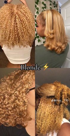 Peekaboo On Natural Hair, Different Blonde Colors, Colors To Dye Your Hair Light Skin, Black Women With Blonde Hair Natural, Blonde And Honey Brown Hair, Black Women Hair Dye Ideas, Black Women Blonde Hair Natural, Natural Blonde Hair Black Women, Blonde 4b Hair