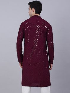 Colour: Wine Geometric woven design Shirt collar Long, regular sleeves Beads and stones detail Above knee Machine weave regular cotton Material & Care 100% CottonHand wash Dispatch within 7 days Woven Design, Shirt Collar, Above Knee, Cotton Material, Sequin, Shirt Designs, Wine, Collar, Beads