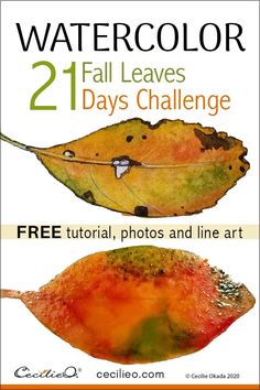 watercolor fall leaves days challenge with free printables