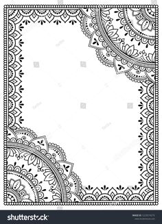 an ornate black and white frame with paisley patterns