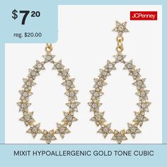 Bead Type: Cubic ZirconiaFeatures: HypoallergenicEarring Back: PostShape: StarStone Millimeter Measurement: 31 Mm Width, 62 Mm LengthMetal Color: Gold ToneEarring Length: 62mmEarring Width: 31mmCare: Wipe CleanStone Type: 204 Cubic ZirconiaEarrings Type: Post EarringsEarrings Style: Drop EarringsMetal: ZincCountry of Origin: Imported Elegant Hypoallergenic Star Hoop Earrings, Elegant Star-shaped Hoop Earrings For Party, Star Drop Earrings, Earrings Drop, Earrings Color, Cubic Zirconia, Gold Tones, Drop Earrings, Beads