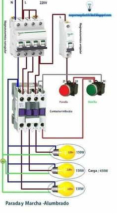 the wiring diagram for an electrical device with two switches and one light switch on each side