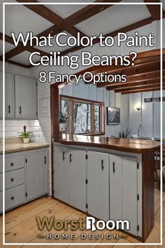 What Color to Paint Ceiling Beams? 8 Fancy Options Painting Beams Ceiling, Paint Beams Ceiling, Beam Color Ideas, Painted Wood Ceiling Ideas, Paint Ceiling Beams, Ceiling Beam Colors, Living Room Wood Beams Ceiling, Beam Painting Ideas, Rooms With Beams On Ceiling