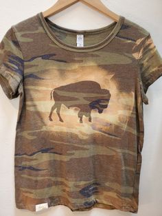 Camo Couture Buffalo Tee Western Clothes For Women, Buffalo Print, Cowhide Purse, Camo Designs, Wide Boots, Basic Outfits, Clothing Size Chart