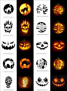 halloween pumpkin stencils are shown in various shapes and sizes, including jack - o'- lanterns