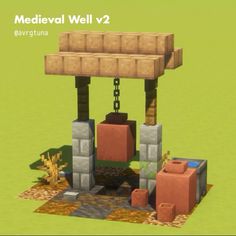 an image of a minecraft medieval well