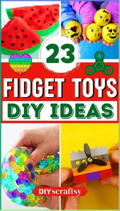 some toys that are made out of paper and have faces on them with the words 23 fidget toys diy ideas