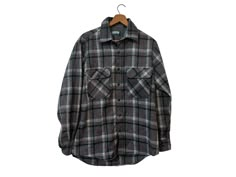 "Vintage Fieldmaster 80s 90s Wool Blend Gray Plaid Flannel Shirt Button Down with double Pockets Long Sleeve Mens Medium ☆ SIZE: Men's Medium ☆ MEASUREMENTS (inches, item lying flat): ✄ Length: 28.5\" ✄ Width (armpit to armpit): 23\" ✄ Arms (armpit seam to cuff): 19.5\" ☆ COLOR: Gray ☆ MATERIAL: 40% Wool, 50% Acrylic, 5% Rayon ☆ BRAND:  Fieldmaster ☆ CONDITION: The item is vintage and previously loved. There is a small hole in the bottom front of the shirt, but no damage otherwise.  Thanks for c Experimental Outfits, Extra Fits, Grunge Flannel Shirt, Valentina Core, Mens Grunge, Grunge Flannel, Oc Clothes, Vintage Cardigan Sweater, Macon Ga