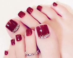 Cute Toe Nails, Summer Toe Nails, Pedicure Designs, Nagel Tips, Red Nail, Ballerina Nails