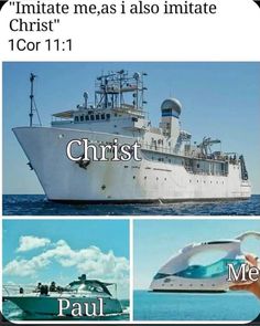 an image of a ship with the caption that reads,'climate meas also initiate cor 11 1 christ paul