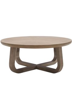 an oval wooden table with two crossed legs and a circular top, on a white background