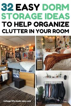 there are pictures of dorm room storage ideas to help organize the clutter in your room