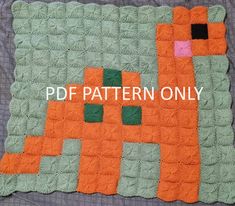 an orange and green crocheted afghan with the words pattern only written on it