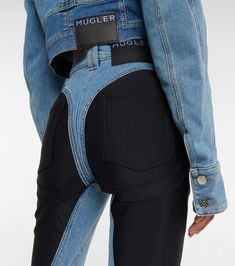 Find MUGLER Jersey-paneled High-rise Slim Jeans on Editorialist. Pockets: five pockets. Belt loops. Designer color name: Medium Blue / Black. Made in Italy. Material II: 78% polyamide, 22% elastane. Closure: zipper fly, button fastening. Care instructions: dry clean. Mugler Jeans, Slim Jeans, Medium Blue, Blue Black, Color Design, Denim Jeans, High Rise, In Italy, Italy