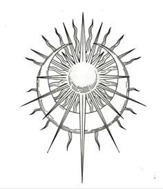 a drawing of a sun with rays coming out of the center and on top of it