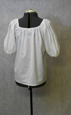 Peasant Blouse with 3/4 length sleeves Renaissance Chemise Cotton Peasant Top With Square Neck, Fitted Peasant Dress For Daywear, Fitted Peasant Dress With Short Sleeves, Fitted Short Sleeve Peasant Dress, Peasant Cotton Dress With Short Sleeves, Short Sleeve Cotton Peasant Dress, Short Sleeve Peasant Top For Daywear, Toga Costume, 1820s Fashion