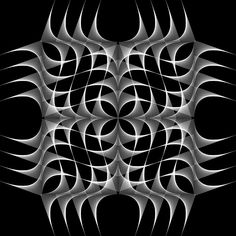 an abstract black and white pattern with wavy lines in the shape of circles on a black background