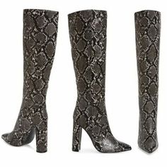 New! Steve Madden Triumph Snakeskin Print 7.5 M Knee High Boots Dd344 Msrp $179 No Shoe Box/Bag New Without Box-Never Worn-Guaranteed Authenticity About This Item Details Sure To Have A Constant Spot In Your Footwear Rotation, This Tall Boot Can Be Worn Smoothly Pulled Up Or Slouched Down. Sizing: True To Size. Narrow Calf Circumference - Check Your Measurements To Ensure A Good Fit. - Pointy Toe - Pull-On - Synthetic Upper - Approx. 14" Shaft Height, 15" Calf Circumference - Approx. 4" Heel - I Snake Skin Boots, Steve Madden Boots, Snakeskin Print, Tall Boots, Steve Madden Shoes, Shoe Box, Shoes Heels Boots, High Boots, Knee High Boots